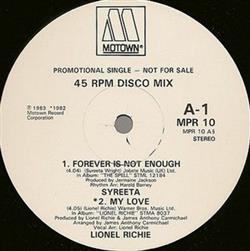 Download Syreeta Lionel Richie Jose Feliciano Jermaine Jackson - Forever Is Not Enough My Love Lonely Teardrops You Moved A Mountain