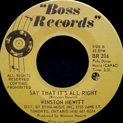 Download Winston Hewitt - Since I Met You Baby Say That Its All Right