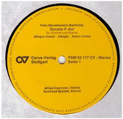 Download Felix MendelssohnBartholdy, Richard Strauss, Alfred Csammer, Sontraud Speidel - Sonaten für Violine und Klavier